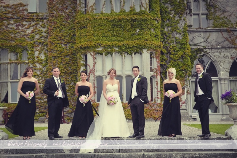 black and white wedding theme bridal party